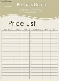 Price List Templates Free Samples And Formats For Excel Word