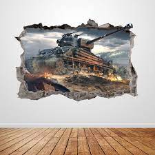 Battlefield Tank Wall Decal Smashed 3d