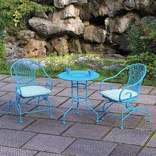Metal Blue Outdoor Table And Chair For