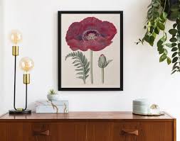 Red Poppy Painting English Cottage