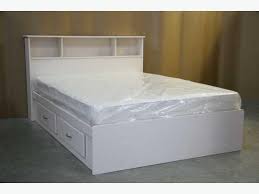 white queen size captains bed frame and