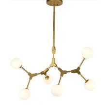 cell 6 light gold branch chandelier