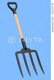 garden pitchfork with wooden handle for
