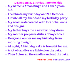 10 lines on my birthday party for cl 3