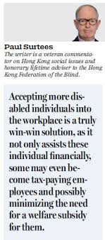 Hk Must Offer More Jobs To Blind People Hongkong Comment Chinadaily
