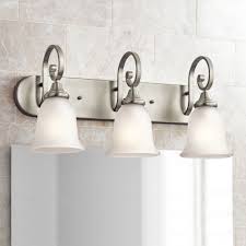 Kichler Bathroom Light With White Glass In Brushed Nickel Finish 45055ni Destination Lighting
