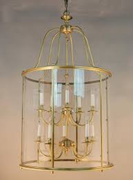 Foyer Lantern Antique Brass Clear