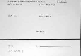 Polynomial Equations A X 2 18x 45