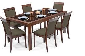 Dark Brown Dining Table Six Chair Set