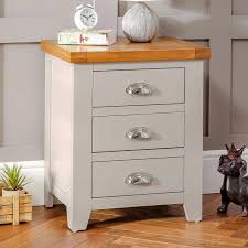 Downton Grey Painted 3 Drawer Bedside