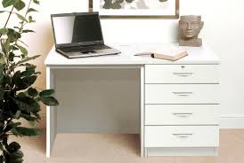 Pair the desk with this matching white and chrome chair for. Small Office Desk Set With 4 Standard Drawers White Furniture At Work