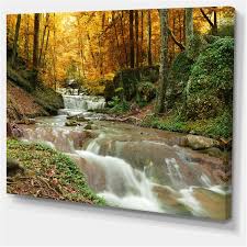 Designart Canada Forest Waterfall With