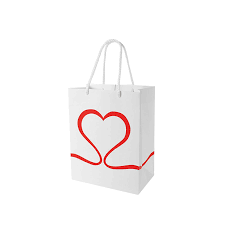 matt white paper carrier bag with red
