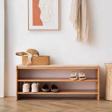 bnib solid wood shoe bench with