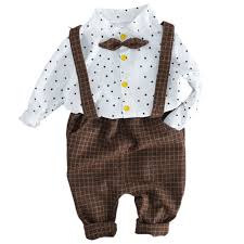 Us 8 88 27 Off Children Boys Small Gentleman Strap Long Sleeved Suit With Small Star Pattern Baby Boys Suit Childrens Clothing H New In Clothing