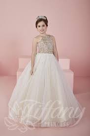 Girls Pageant Dresses Tiffany 13462 Size 14 Champagne Ivory