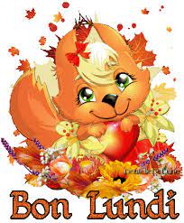 Gif animé Bon lundi avec adorable petit écureuil - décor automne - les gifs  animés de dentelledelune