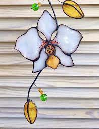 Flower Orchid Stained Glass Suncatcher