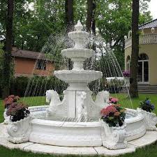 White Marble Tiered Water Fountain