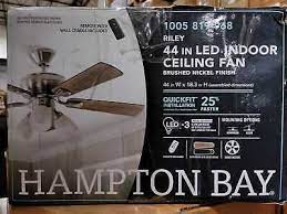 Hampton Bay Riley 44 In Indoor Led Brushed Nickel Ceiling Fan With Light Kit 5 Quickinstall Reversible Blades And Remote Control