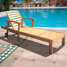 Wood Outdoor Chaise Lounge Chair