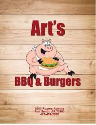 menu of art s bbq burgers in fort