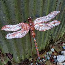 Rustic Dragonfly Garden Stake