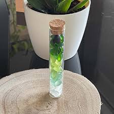 Forest Green Sea Glass In A Glass Vial
