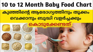 month baby food chart malayalam