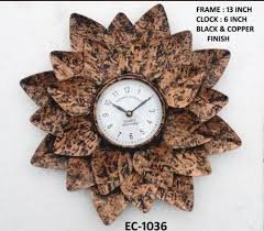 Craftkriti Copper Metal Leaf Wall Clock