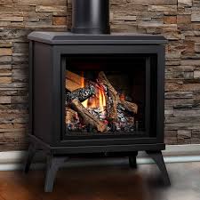 Kingsman Fdv200sne2 Freestanding Direct Vent Gas Stove With Log Set In In Black Natural Gas Intermittent Pilot Ignition With Proflame 2 Remote