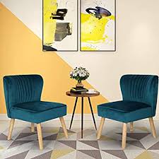The main difference is the material. Buy Small Velvet Armless Accent Chair For Living Room Set Of 2 Comfy Cute Desk Chairs For Adults Teens For Bedroom Wingback Vintage Vanity Chair Side Slipper Chair Save Space 2 Blue Online