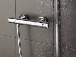 The cold water is fed from your mains cold water, while the hot water comes from your hot water system into the shower's valve where it is blended and sent to the shower head to deliver your shower. Installation Guide Install A Thermostatic Shower Mixer Grohe