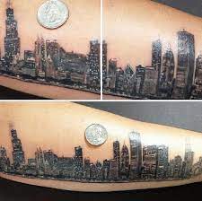 Maybe you would like to learn more about one of these? 20 Chicago Skyline Tattoo Designs For Men Urban Center Ink Chicago Skyline Tattoo Skyline Tattoo Tattoo Designs Men
