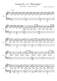 The first movement of beethoven's piano sonata no. Sonata No 14 Moonlight Transposed To E Minor Sheet Music For Piano Solo Musescore Com