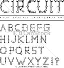 Font Stylized Track Electronic Circuit Board Vector Illustration