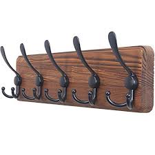 5 Tri Hooks Wooden Wall Coat Hanger