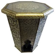 Moroccan End Table Engraved Gold And