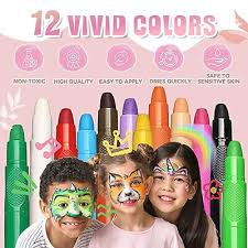 12 colours face paint crayons non toxic