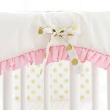 gold polka dot in pink crib rail cover