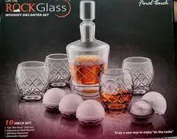 New 10 Piece Set Hand Etched Decanter