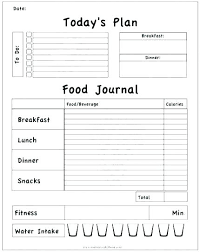 Daily Journal Template Free Online Food Journals Meal Planner