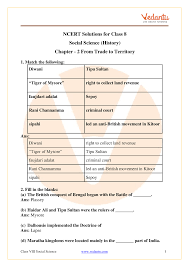 From Trade to Territory - NCERT Solutions for Class 8 Social Science  (History) Chapter - 2 From - Studocu
