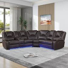 modern manual reclining sectional couch