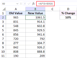 calculate percentage change in excel