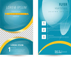 Flyer Template Design With Curves And Blue Background Free Vector In