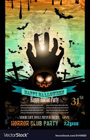 Halloween Party Flyer With Creepy Colorful