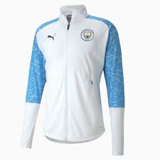 Browse our manchester city kits featuring sizes for men, women and youth so fans of any size can cheer the citizens to victory. Man City Men S Stadium Jacket Puma White Team Light Blue Puma Manchester City Puma Germany