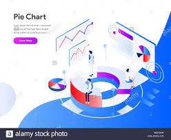 Pie Chart Isometric Illustration Concept Modern Flat Design