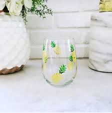 Pineapple Hand Painted Wine Glass